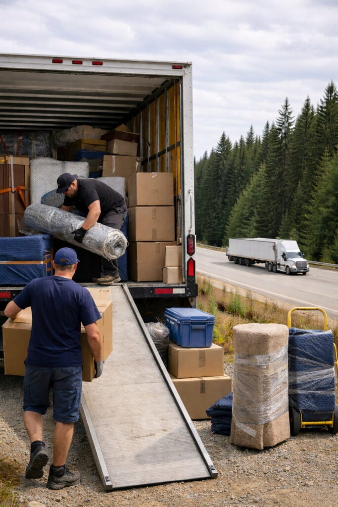 Long Distance Movers Loading Truck for Cross Country Relocation
